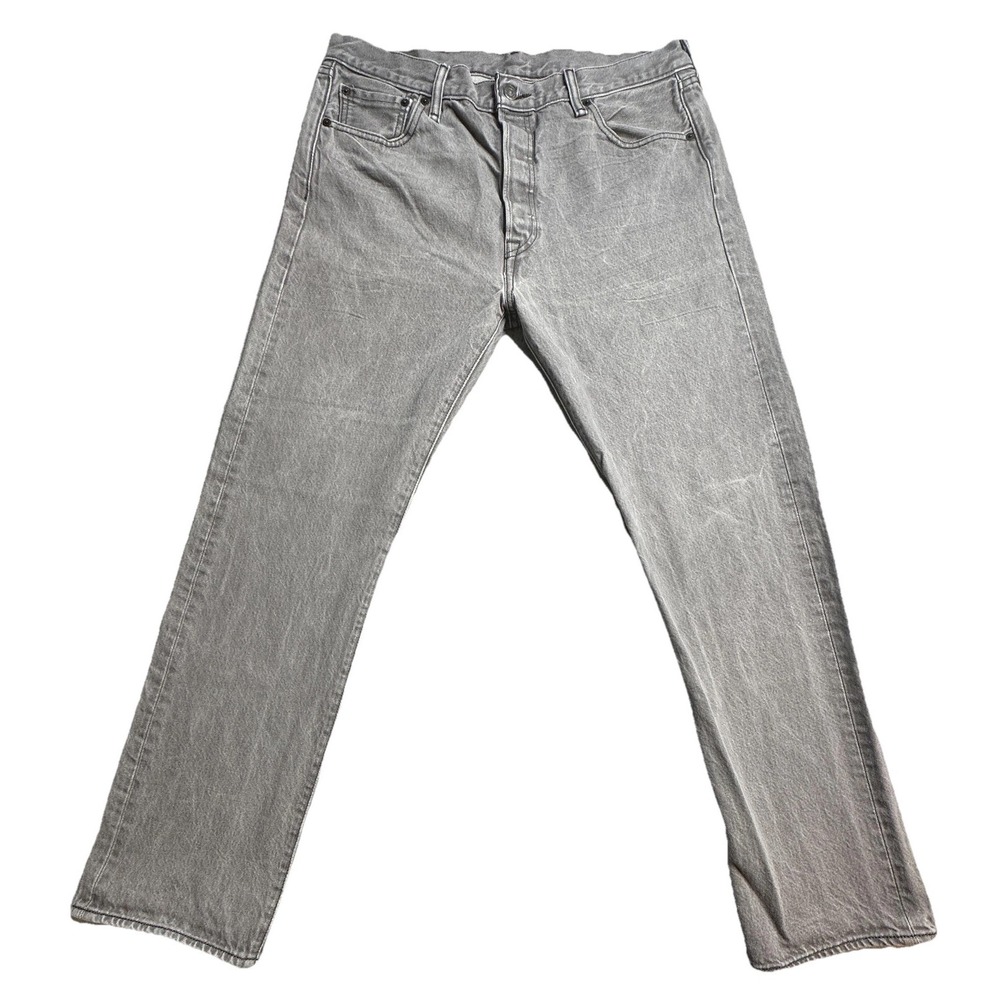 Levis 501 Jeans Mens 36x32 (34x30) Gray Straight Leg Button Fly Cotton Denim - Picture 2 of 16